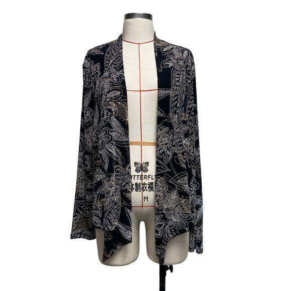 Coldwater Creek Womens Size L Floral Print Slinky Draped Open Front Cardigan25 - Picture 1 of 6